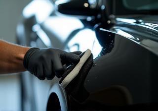 Ceramic coating application on luxury car